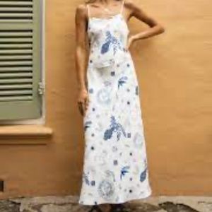 VRG GRL Le Sirenuse Bias Cut Linen Midi Dress